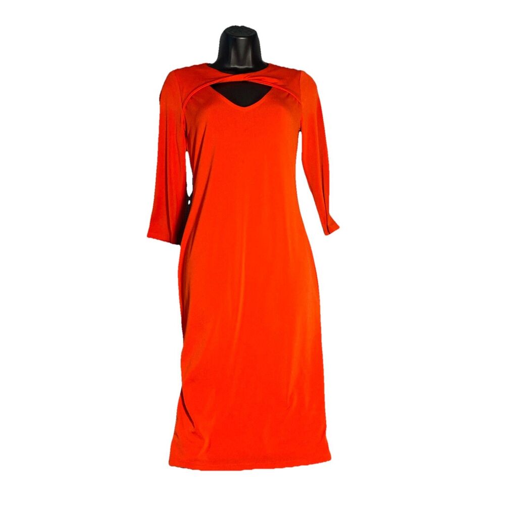 Belle + Sky Women Red Cocktail Dress S Bodycon Cut Out Chest 5% Spandex